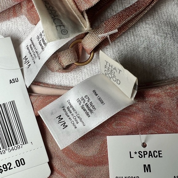 L*SPACE Shimmer All Swirled Up Brittany Bikini Top Lennox Bottom in Blush Medium - Picture 12 of 12